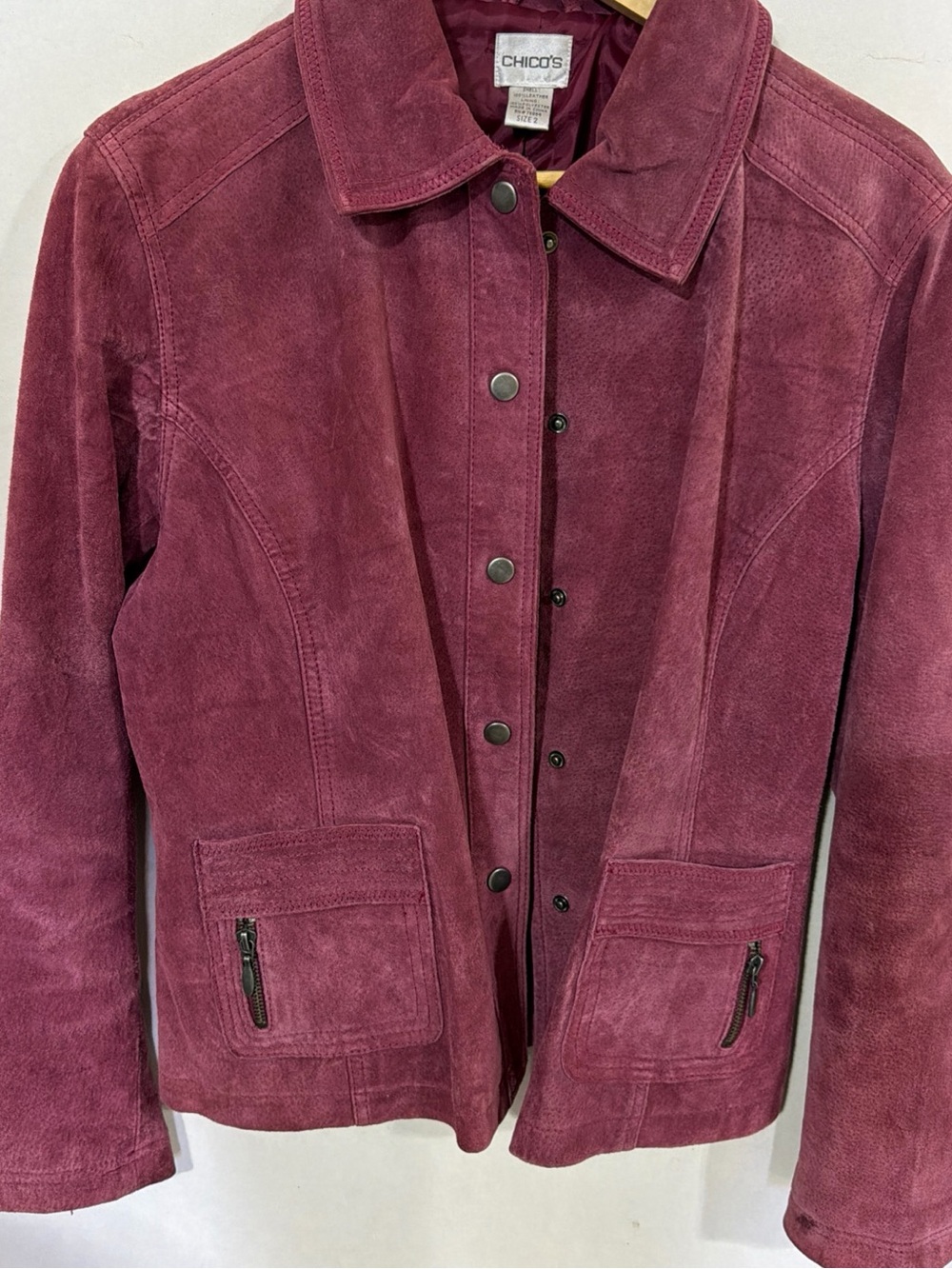 Chico's Suede Jacket in Deep Burgundy